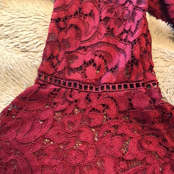 Dark Red Lace Dress - Picture 5 of 7